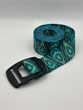 Croakies Artisan 2 Belt Bottle Opener Buckle-Green/Blue Ikat Pattern-One Size